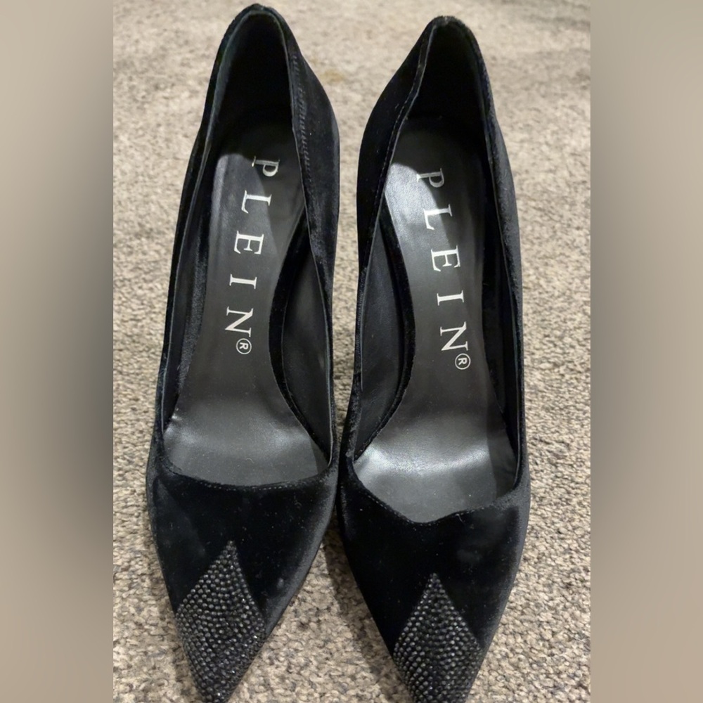 Philipp Plein Black Velvet Heels
